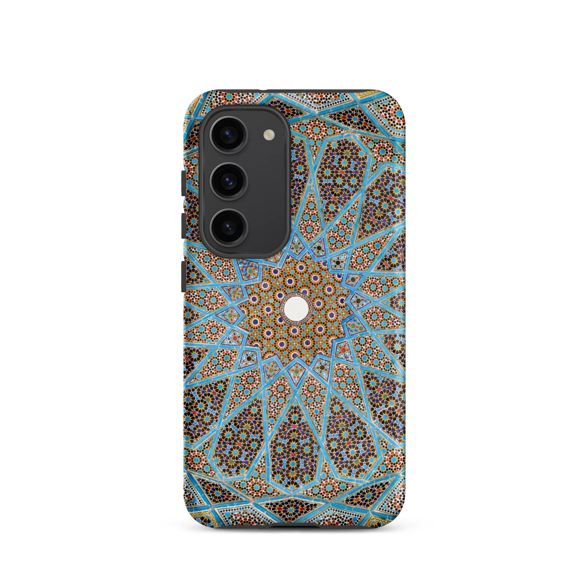 Tomb of Hafez Shiraz Mosaic Ceiling Samsung Case, Galaxy S23 / Matte, Smartphone Case Complex Blue Gold Pink Geometric Tile