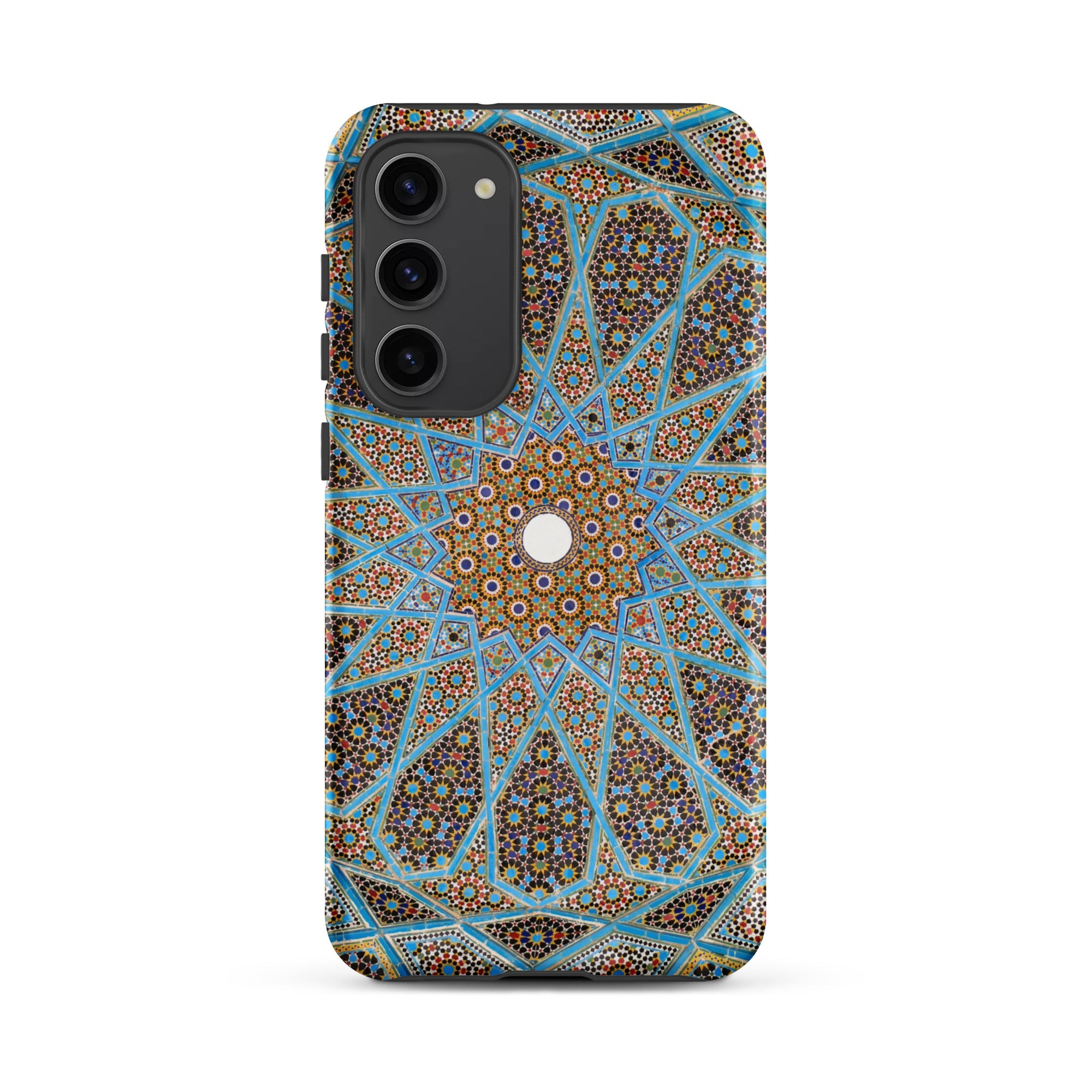 Tomb of Hafez Shiraz Mosaic Ceiling Samsung Case, Galaxy S23 Plus / Matte, Smartphone Case Intricate Blue Gold Geometric Pattern