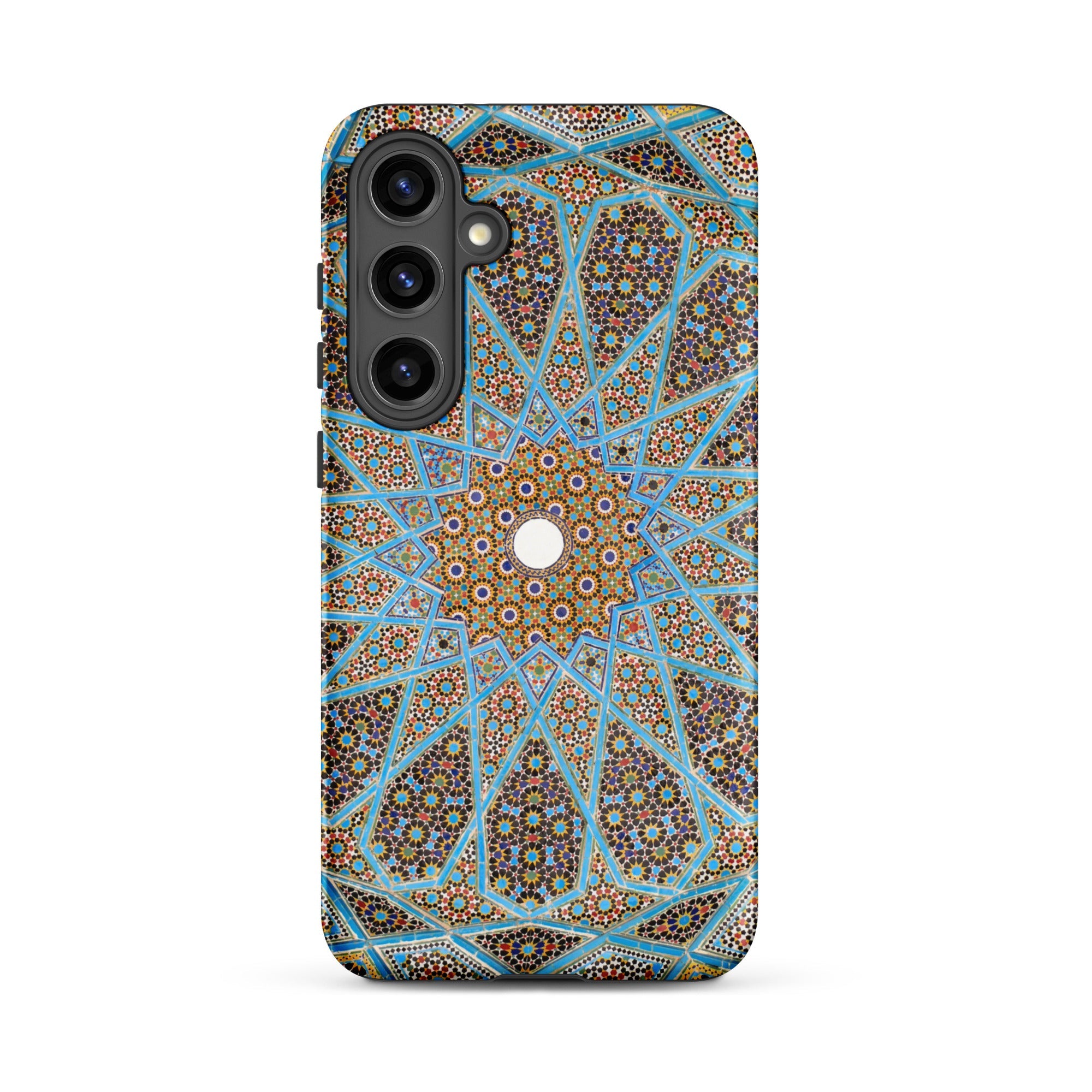 Tomb of Hafez Shiraz Mosaic Ceiling Samsung Case, Galaxy S24 Plus / Matte, Smartphone Case Intricate Blue Brown Geometric Pattern