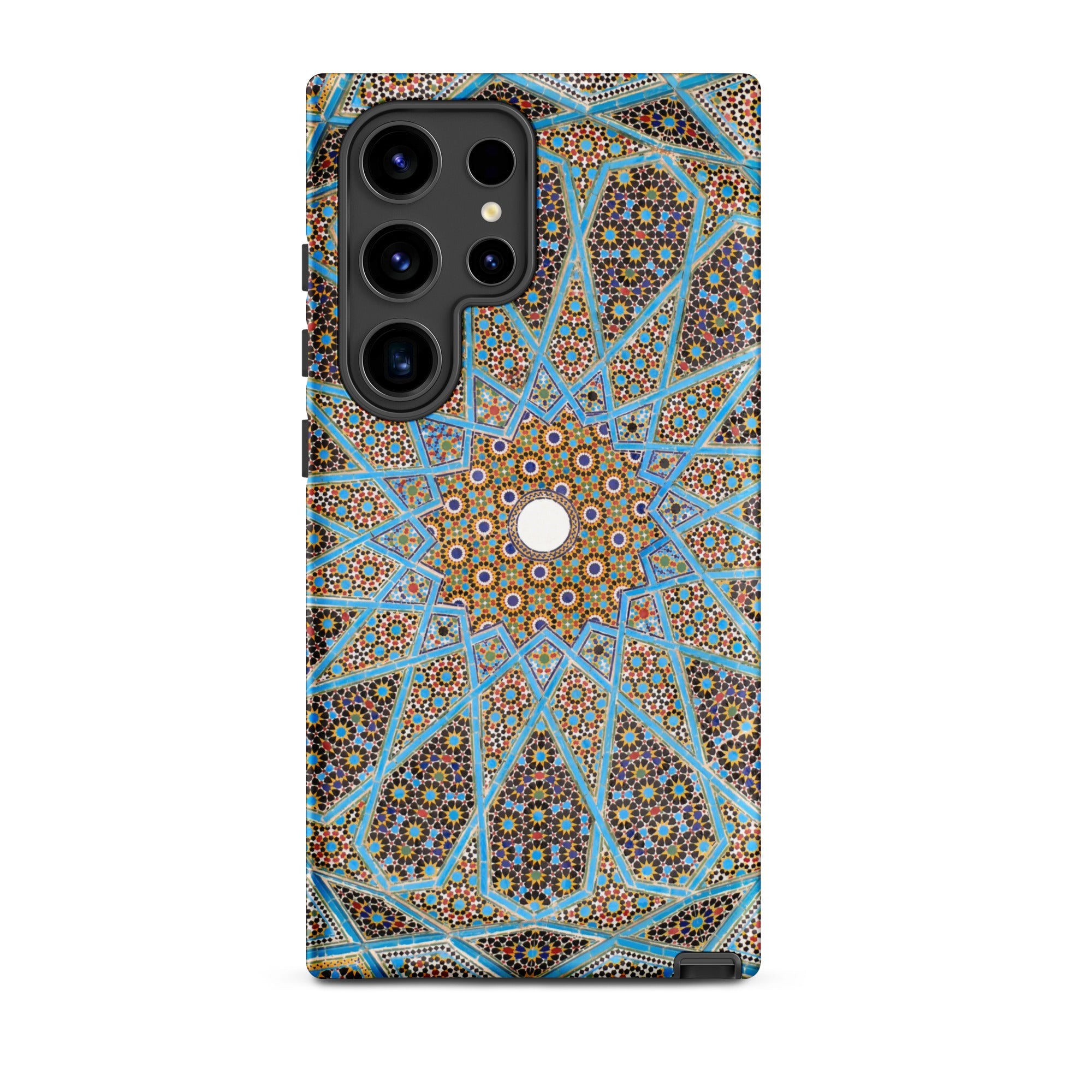 Tomb of Hafez Shiraz Mosaic Ceiling Samsung Case, Galaxy S24 Ultra / Matte, Smartphone Case Intricate Blue Gold Geometric Tile Patterns