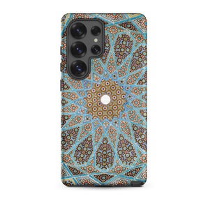 Tomb of Hafez - Shiraz Mosaic Ceiling Samsung Case, Galaxy S25 Ultra / Matte, Smartphone Case Intricate Blue Gold Geometric Pattern Black