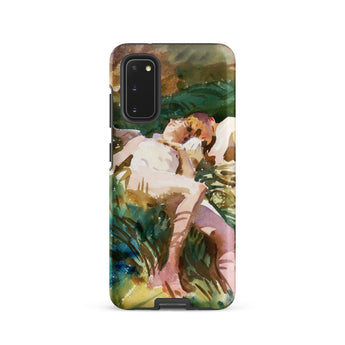 Tommies Bathing 2 - John Singer Sargent Phone Case Samsung Galaxy S20 / Matte Phone Case Watercolor-style Painting Two Figures Greenery