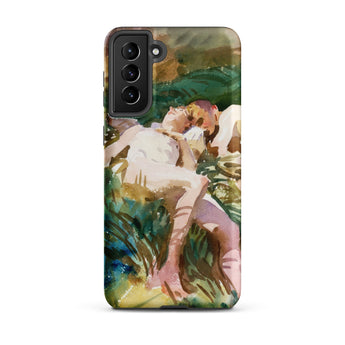 Tommies Bathing 2 - John Singer Sargent Phone Case Samsung Galaxy S21 Plus / Matte Phone Case Watercolor-style Painting Two Figures Outdoor