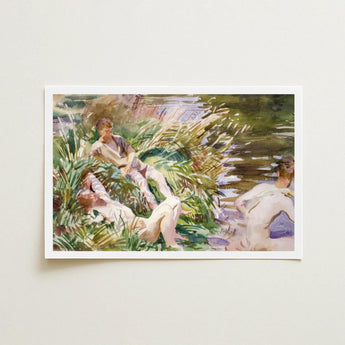 Tommies Bathing - John Singer Sargent Art Print / Canvas Watercolor Painting Figures Lush Green Riverside, Sargent’s Evocative Prints