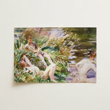 Tommies Bathing - John Singer Sargent Art Print / Canvas Watercolor Painting Three Figures Natural Rendered Soft Greens John Singer