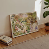 Tommies Bathing John Singer Sargent Art Print, Framed Watercolor Painting Figures Garden Flowers Foliage