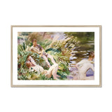 Tommies Bathing John Singer Sargent Art Print, Watercolor Painting People Riverbank Among Tall Grasses