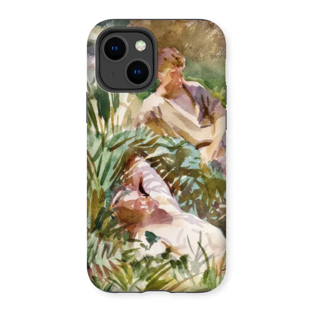 Tommies Bathing - John Singer Sargent Iphone Case, 14 / Matte, Phone Case Painterly Image Person Among Lush Foliage