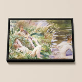 Tommies Bathing John Singer Sargent Nude Framed Canvas, Framed Impressionist Painting Figures Tall Grass Water
