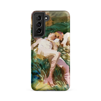 Tommies Bathing - John Singer Sargent Samsung Case, Galaxy S21 Fe / Matte, Smartphone Case Vibrant Watercolor Painting Two Figures Amidst