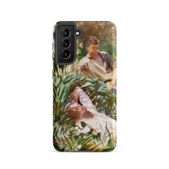 Tommies Bathing - John Singer Sargent Samsung Case, Galaxy S21 / Matte, Smartphone Case Impressionistic Painting Two Figures Garden