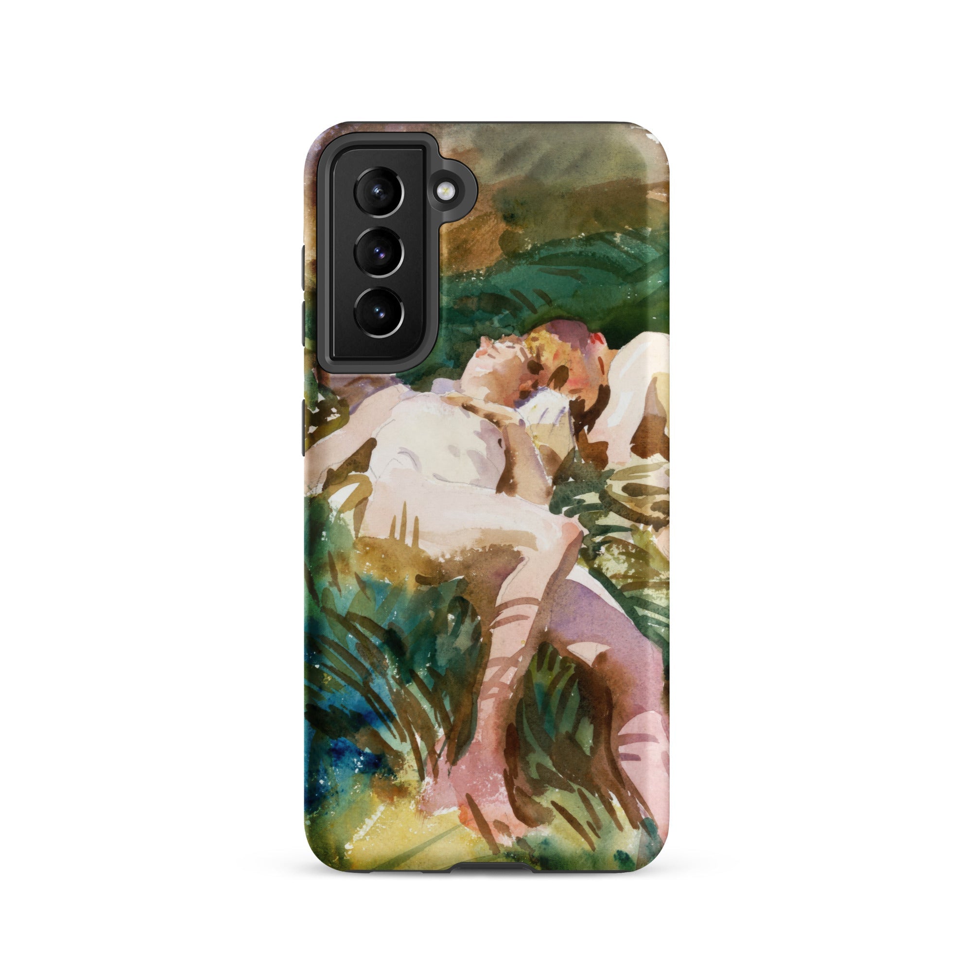 Tommies Bathing John Singer Sargent Samsung Case, Galaxy S21 / Matte, Smartphone Case Watercolor Style Painting Two Figures Foliage