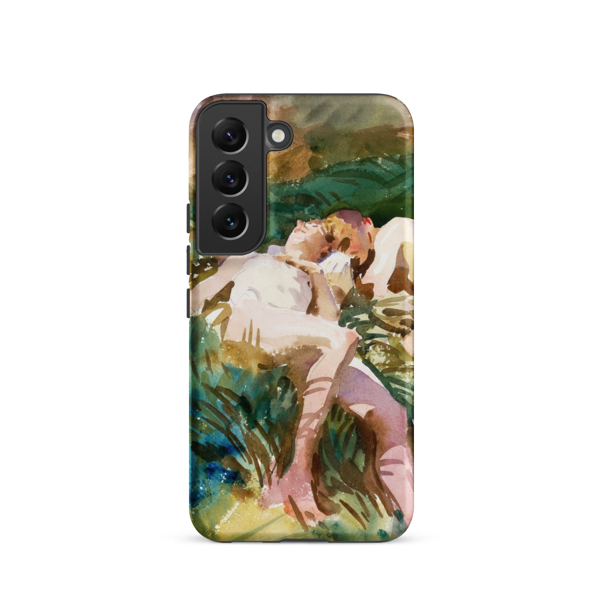 Tommies Bathing John Singer Sargent Samsung Case, Galaxy S22 / Matte, Smartphone Case Watercolor Style Painting Two Figures Foliage