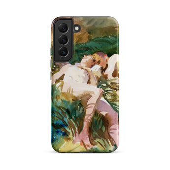 Tommies Bathing - John Singer Sargent Samsung Case, Galaxy S22 Plus / Matte, Smartphone Case Watercolor-style Painting Two Figures Landscape