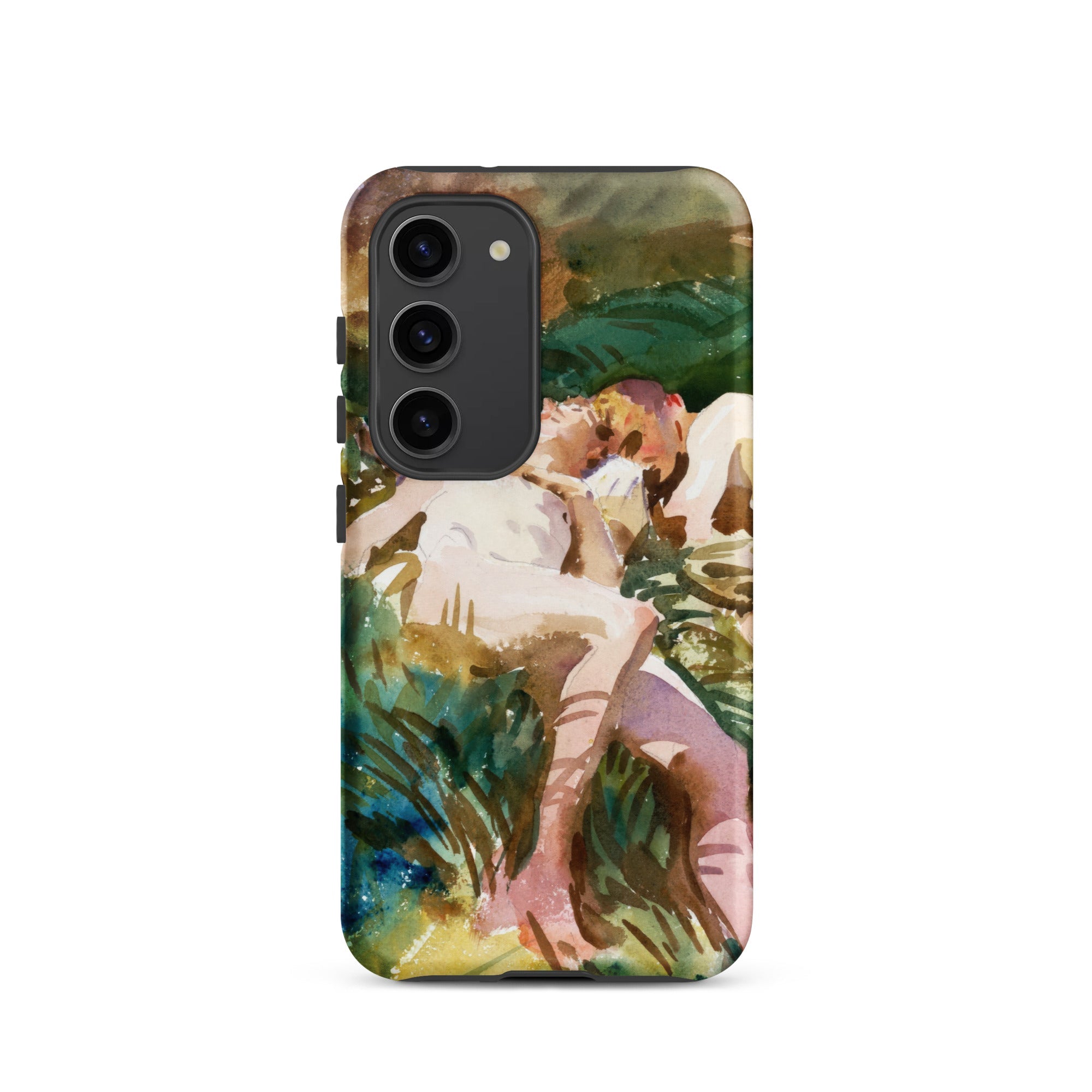 Tommies Bathing John Singer Sargent Samsung Case, Galaxy S23 / Matte, Smartphone Case Watercolor Style Painting Two Figures Grassy Landscape