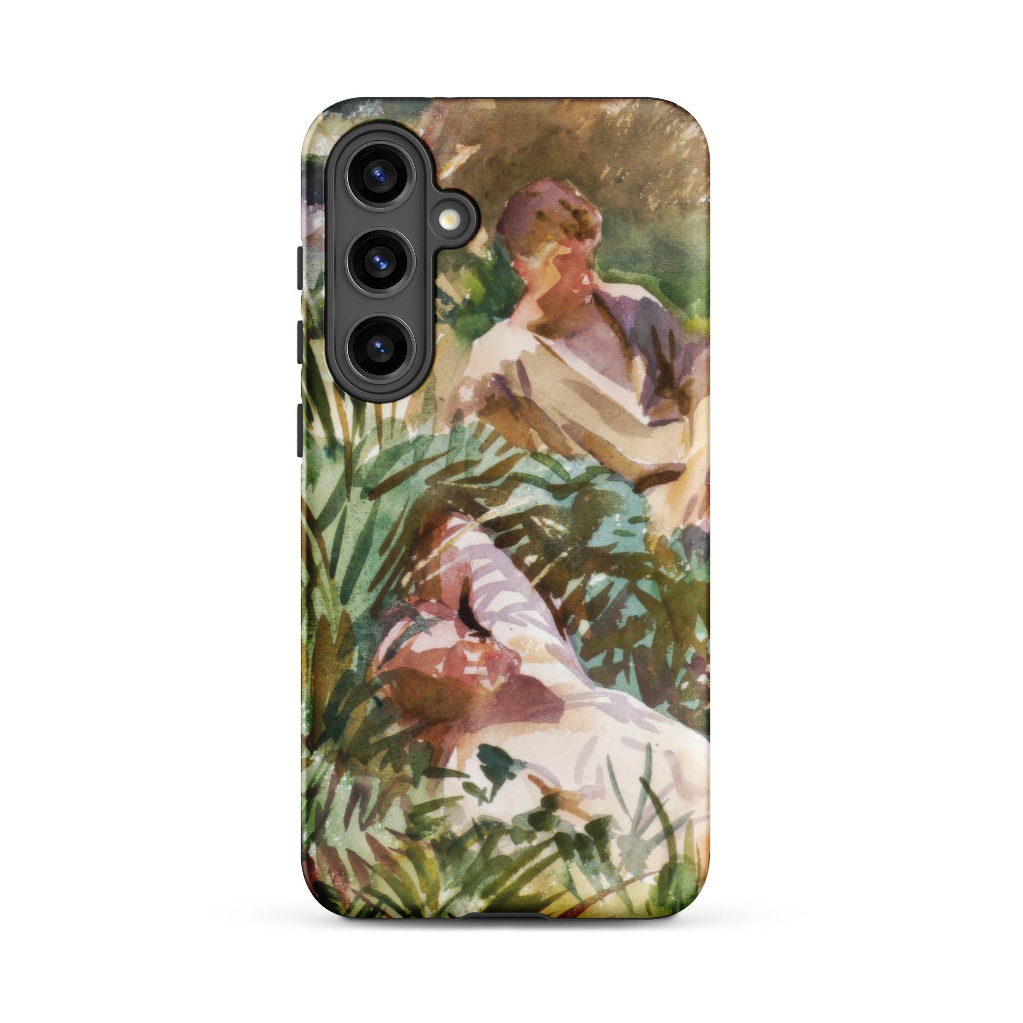 Tommies Bathing John Singer Sargent Samsung Case, Galaxy S24 Plus / Matte, Smartphone Case Impressionistic Painting Two Figures Lush Green