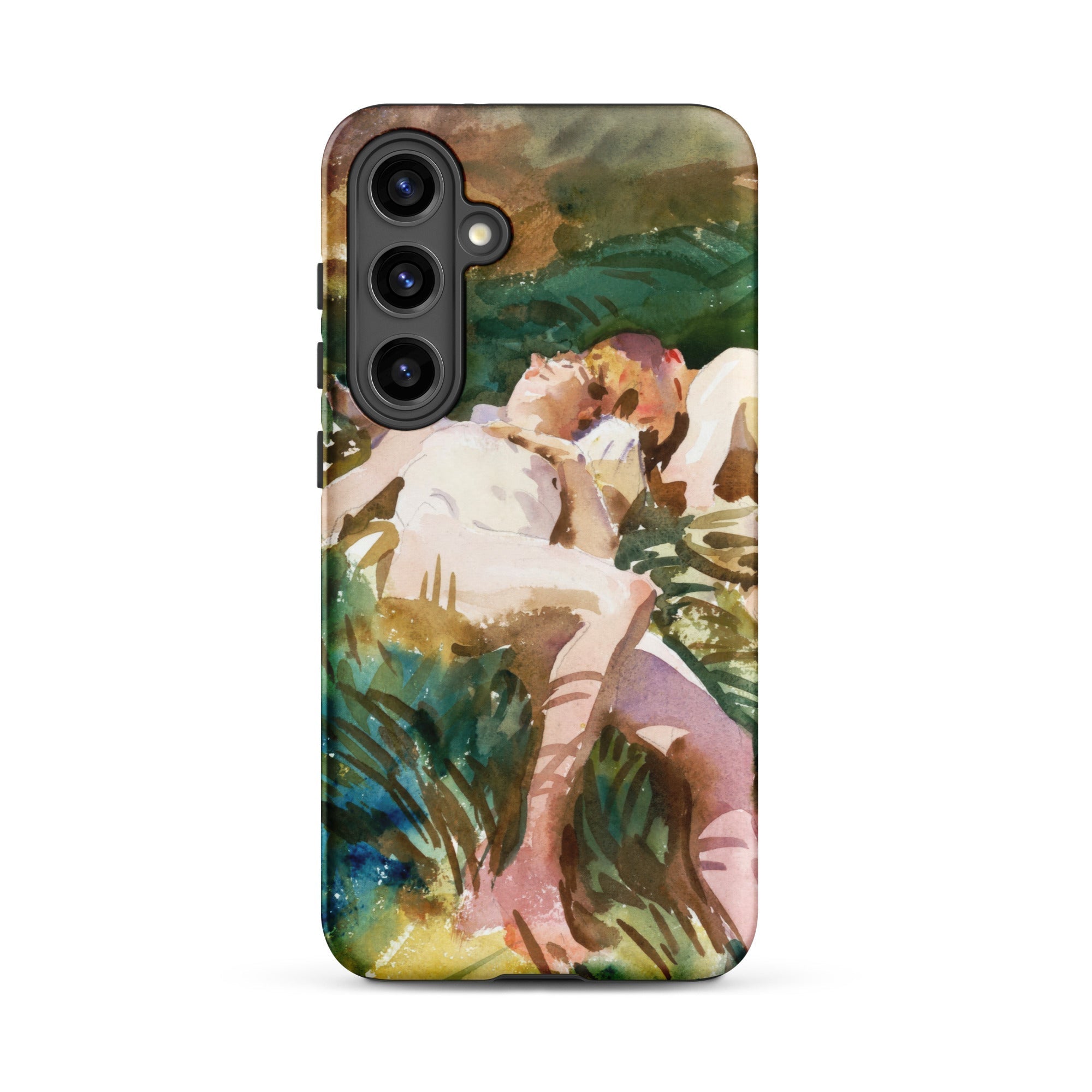 Tommies Bathing John Singer Sargent Samsung Case, Galaxy S24 Plus / Matte, Smartphone Case Watercolor Style Painting Two Individuals Grassy