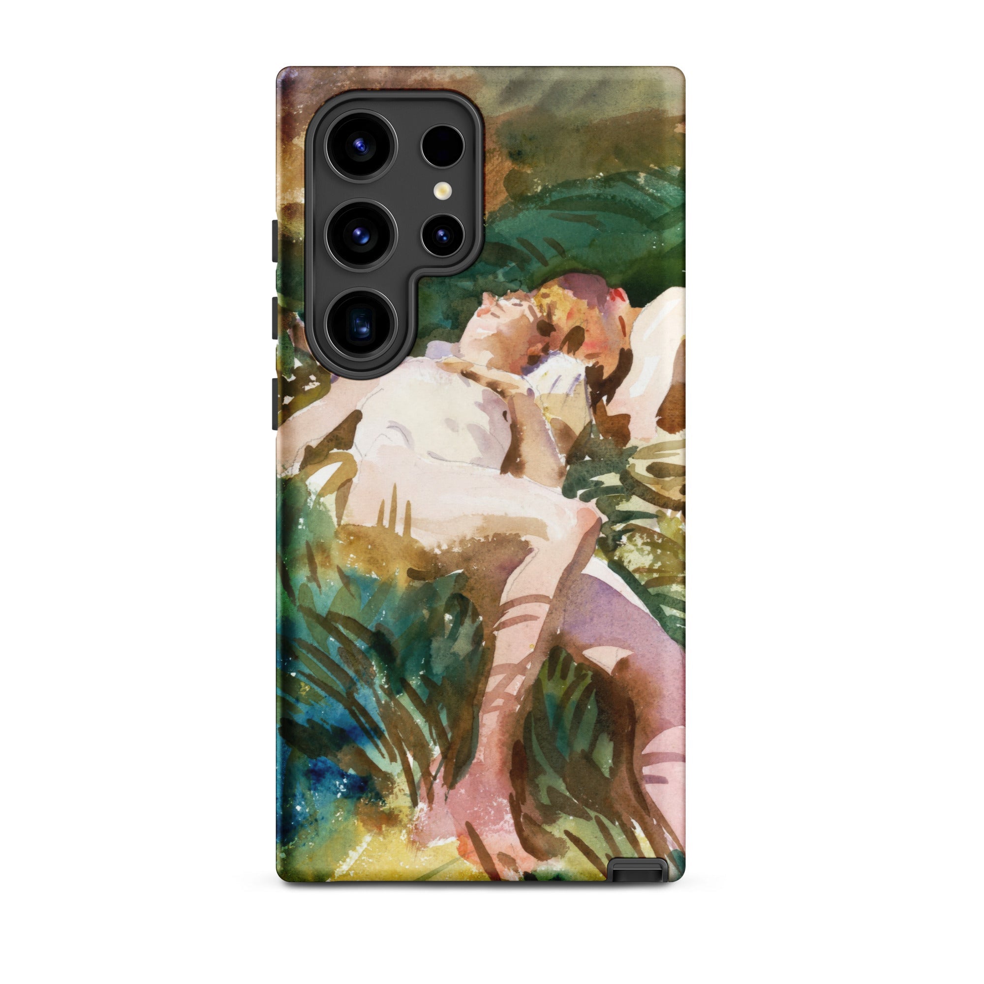 Tommies Bathing John Singer Sargent Samsung Case, Galaxy S24 Ultra / Matte, Phone Case Watercolor Painting Two Figures Amidst Foliage