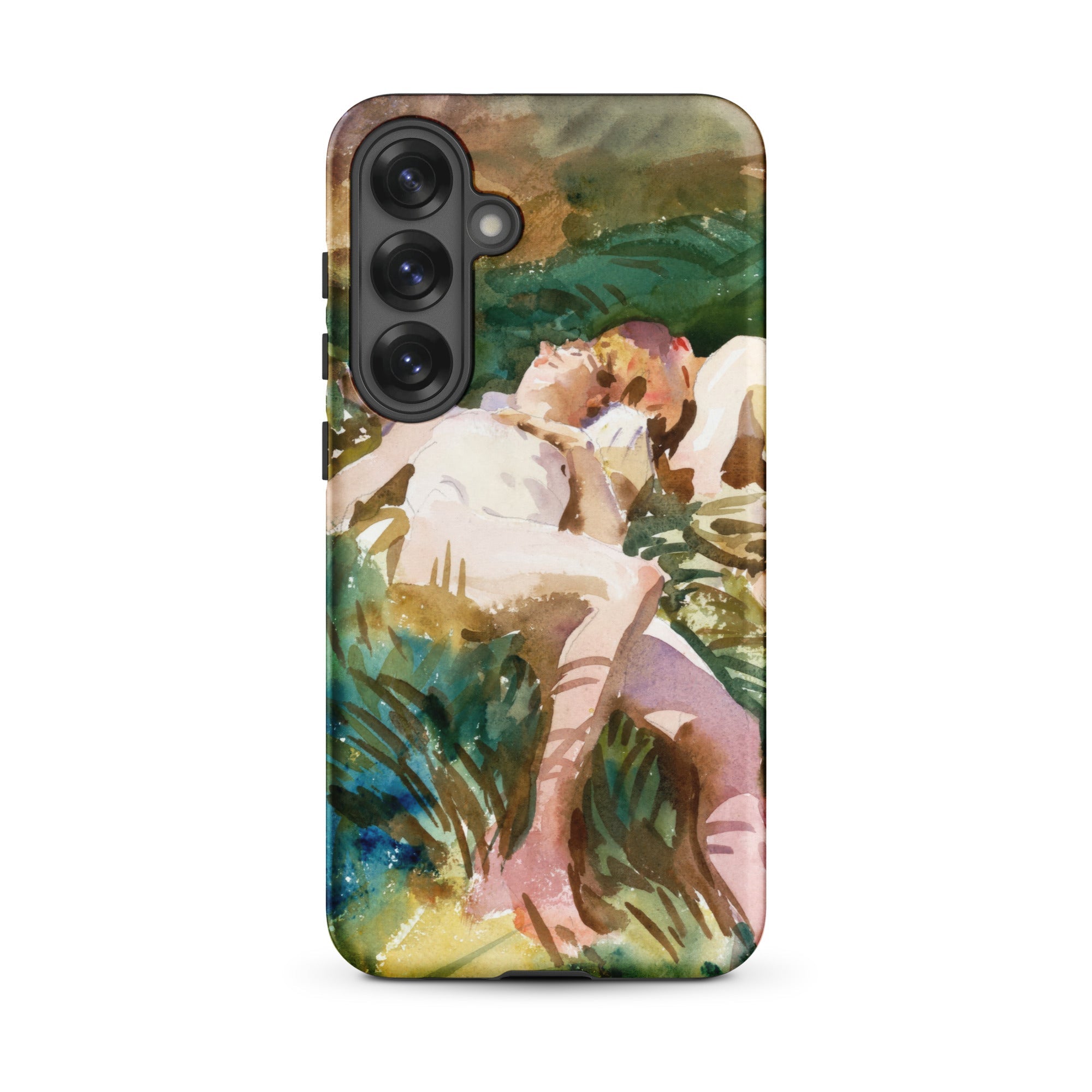 Tommies Bathing John Singer Sargent Samsung Case, Galaxy S25 Plus / Matte, Phone Case Impressionistic Painting Two Figures Grassy Landscape