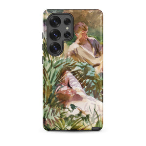 Tommies Bathing - John Singer Sargent Samsung Case, Galaxy S25 Ultra / Matte, Smartphone Watercolor-style Art Print Case Two Figures Leafy