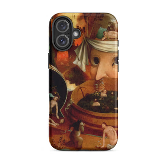 Tondal’s Vision - Hieronymus Bosch Iphone Case, 16 Plus / Matte, Phone Case Detailed Painting Pale-skinned Face Bandaged Head