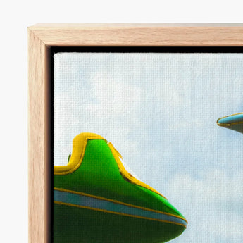 Top and Tail - Jet Plane Carnival Ride Print / Canvas Vibrant Green Yellow Airplane Nose Painted Visible Giclée, Waking Dream Prints