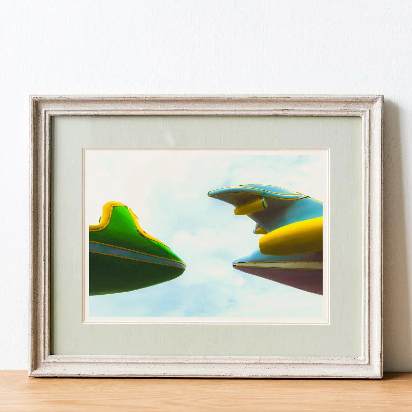 Top and Tail Giclée Print, 16x12’’ / 41x31cm / Unframed Art, Framed Artwork Colorful Abstract Shapes Light Sky Background