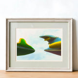 Top and Tail Giclée Print, 16x12’’ / 41x31cm / Unframed Art, Framed Artwork Colorful Abstract Shapes Light Sky Background