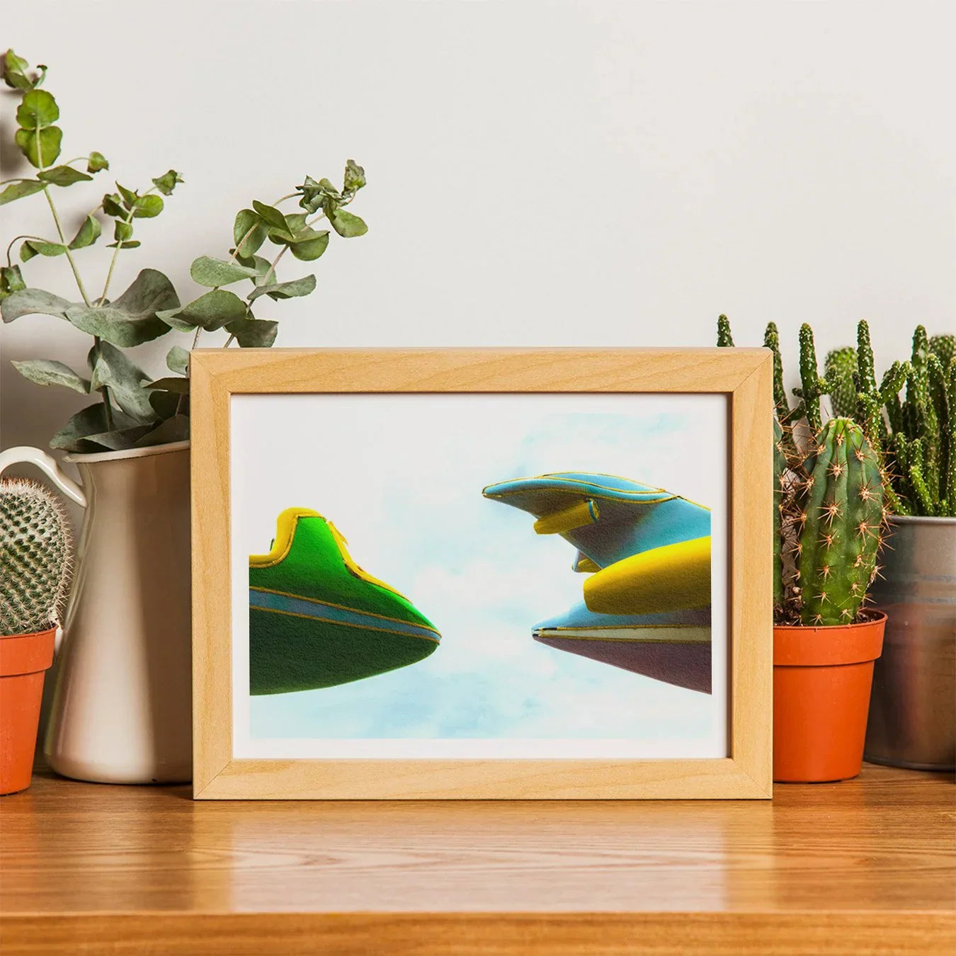 Top and Tail Giclée Print, 8×10’’ / 20x25cm / Unframed Art, Framed Artwork Colorful Surfboard Tips Blue Sky