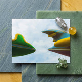 Top and Tail Giclée Print / Canvas Vibrant Green Yellow Retro Airplane Model Blue Accents Tail Giclée Print, Giclée, Waking Dream