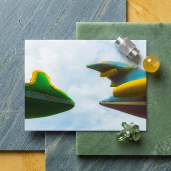 Top and Tail Giclée Print / Canvas Vibrant Green Yellow Retro Airplane Model Blue Accents Tail Giclée Print, Giclée, Waking Dream