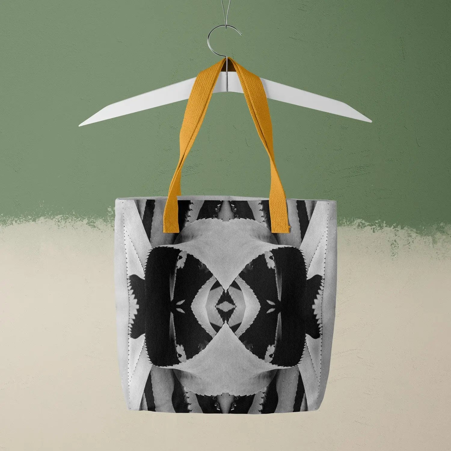 Oh so Succulent - Trippy Modern Botanical Tote Yellow Handles Bags