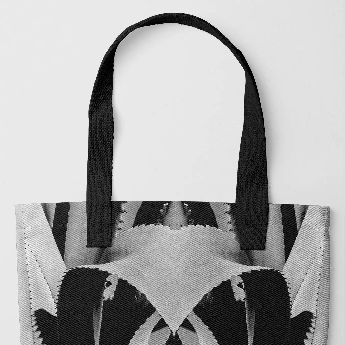 Oh so Succulent - Trippy Modern Botanical Tote Black Handles Bags