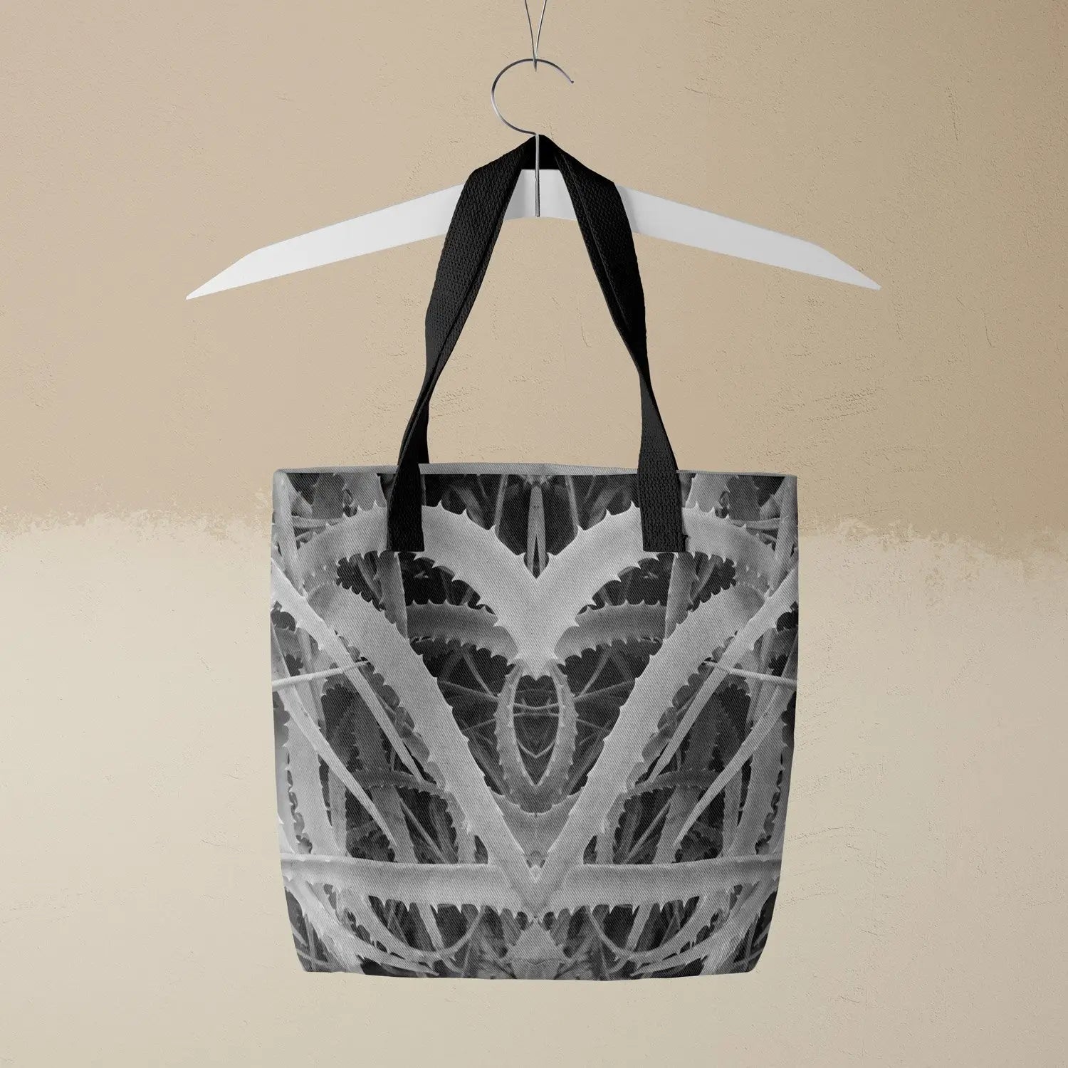 Spiked too - Black & White Aloe Vera Op Art Tote Handles Bags