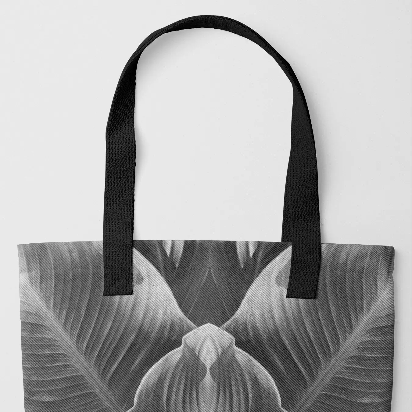 Step by - Black and White Op Art Botanical Tote Bag Handles Bags