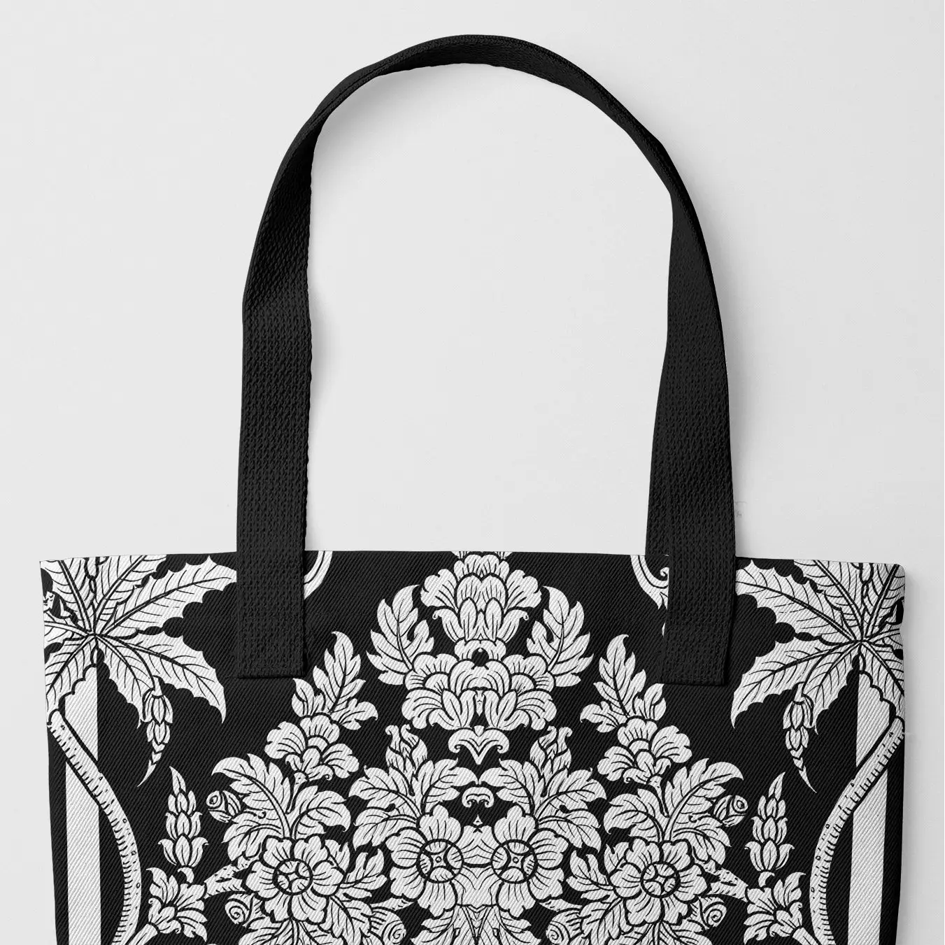 Midnight Oasis - Modern Thai Aesthetic Black and White Tote Handles Bags