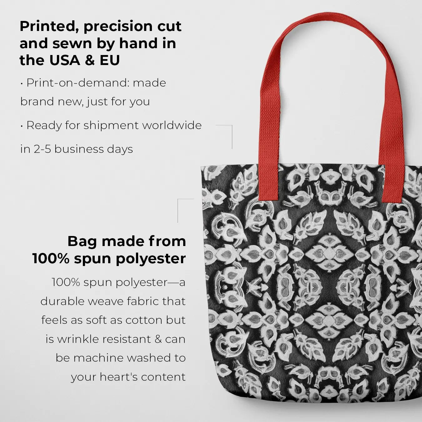 Ayodhya - Black & White Thai Mosaic Tote Bags