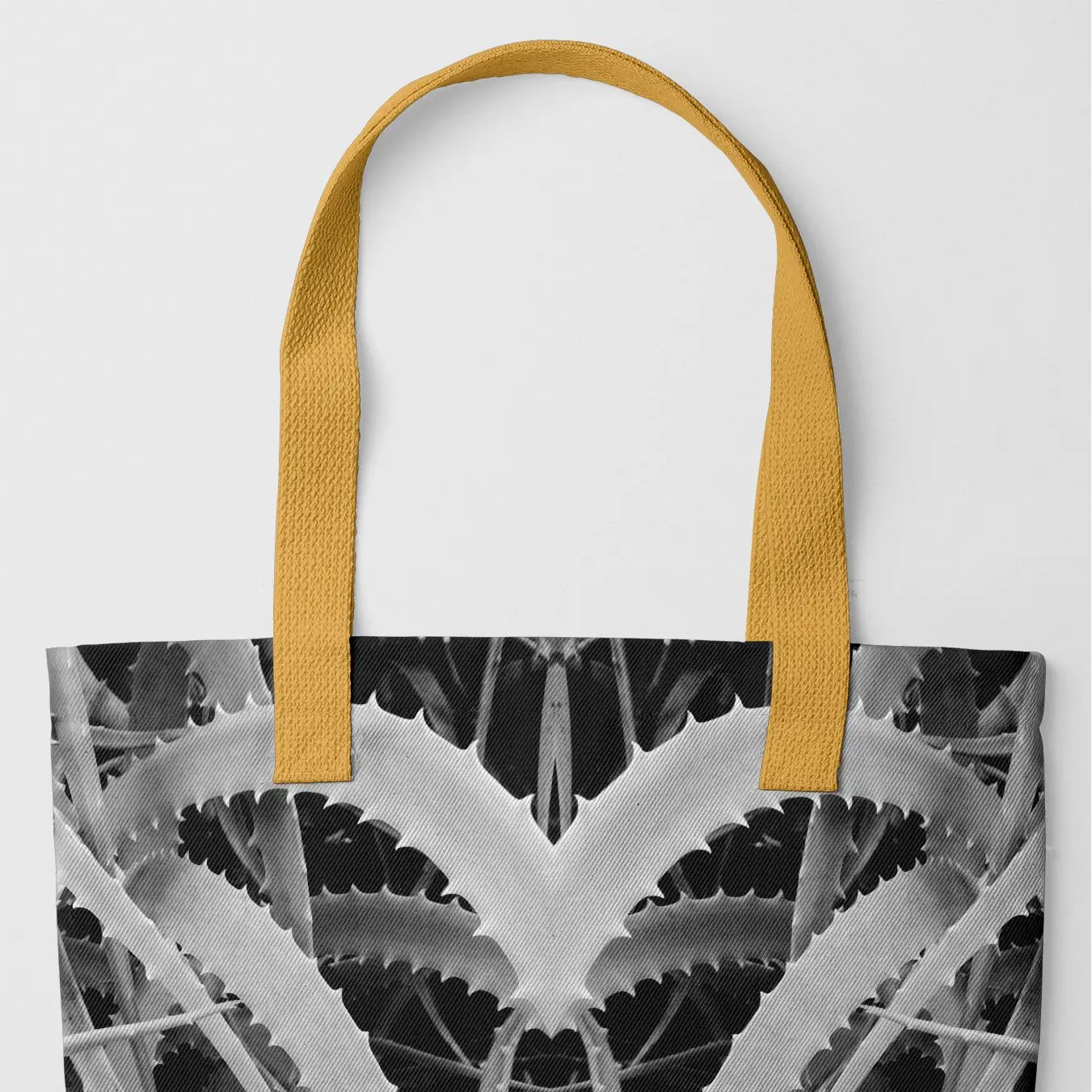 Spiked too - Trippy Black & White Aloe Vera Botanical Tote Yellow Handles Bags