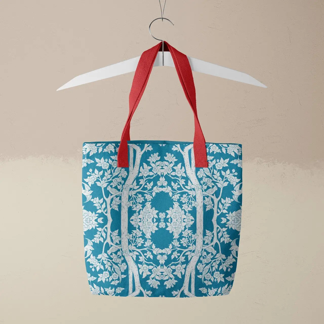 Aviary Tote - Bluebird - Heavy Duty Reusable Grocery Bag Red Handles Bags