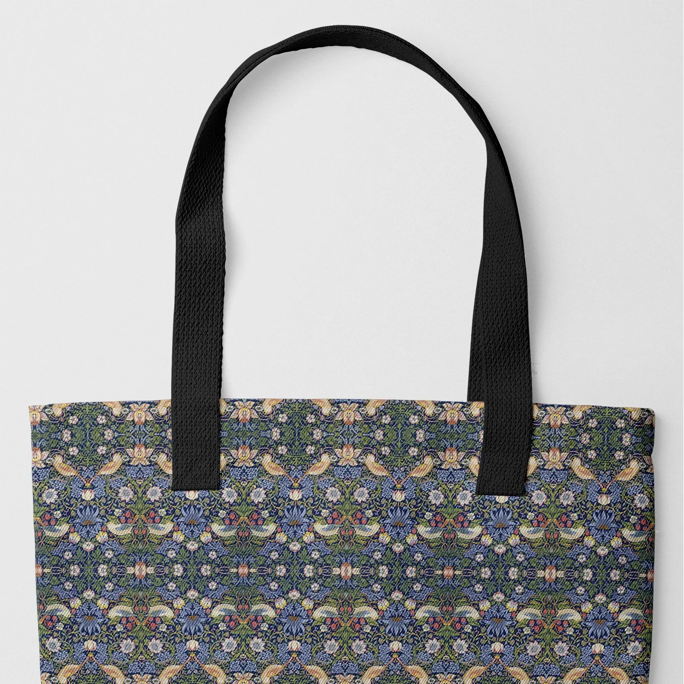 Strawberry Thief - William Morris Tote Black Bags