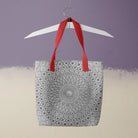 Divine Order - Black and White Islamic Pattern Shopping Tote Red Handles Bags