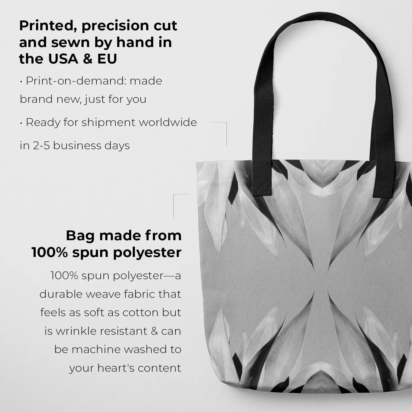 In Bloom - Black and White Trippy Succulent Art Tote Bags