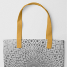 Divine Order - Black and White Islamic Pattern Shopping Tote Yellow Handles Bags