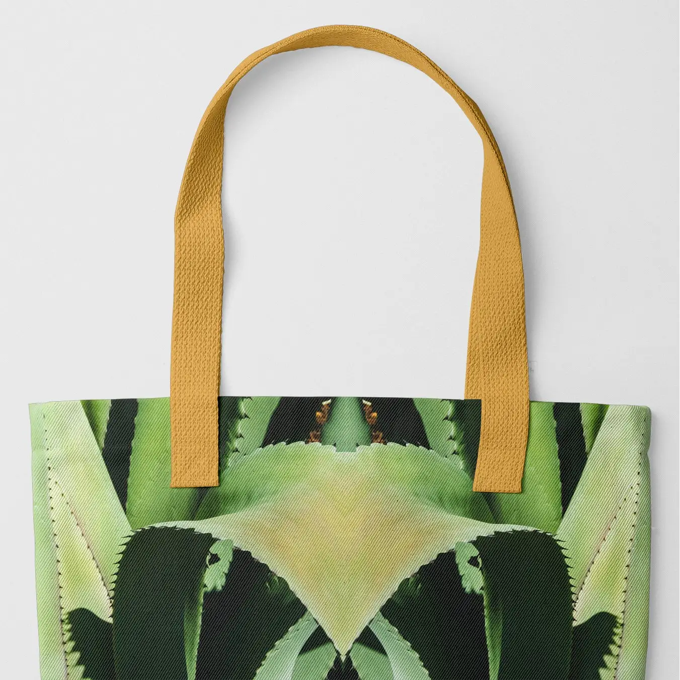 Oh so Succulent - Trippy Modern Botanical Tote Yellow Handles Bags