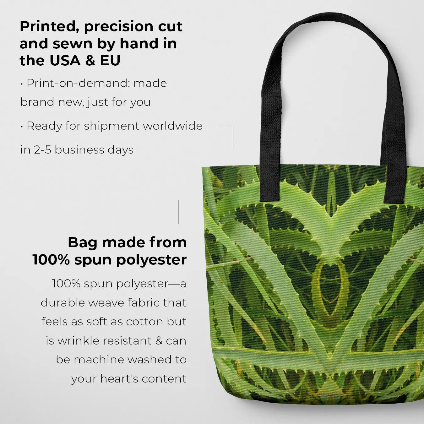 Spiked - Aloe Vera Botanical Op Art Tote Bags