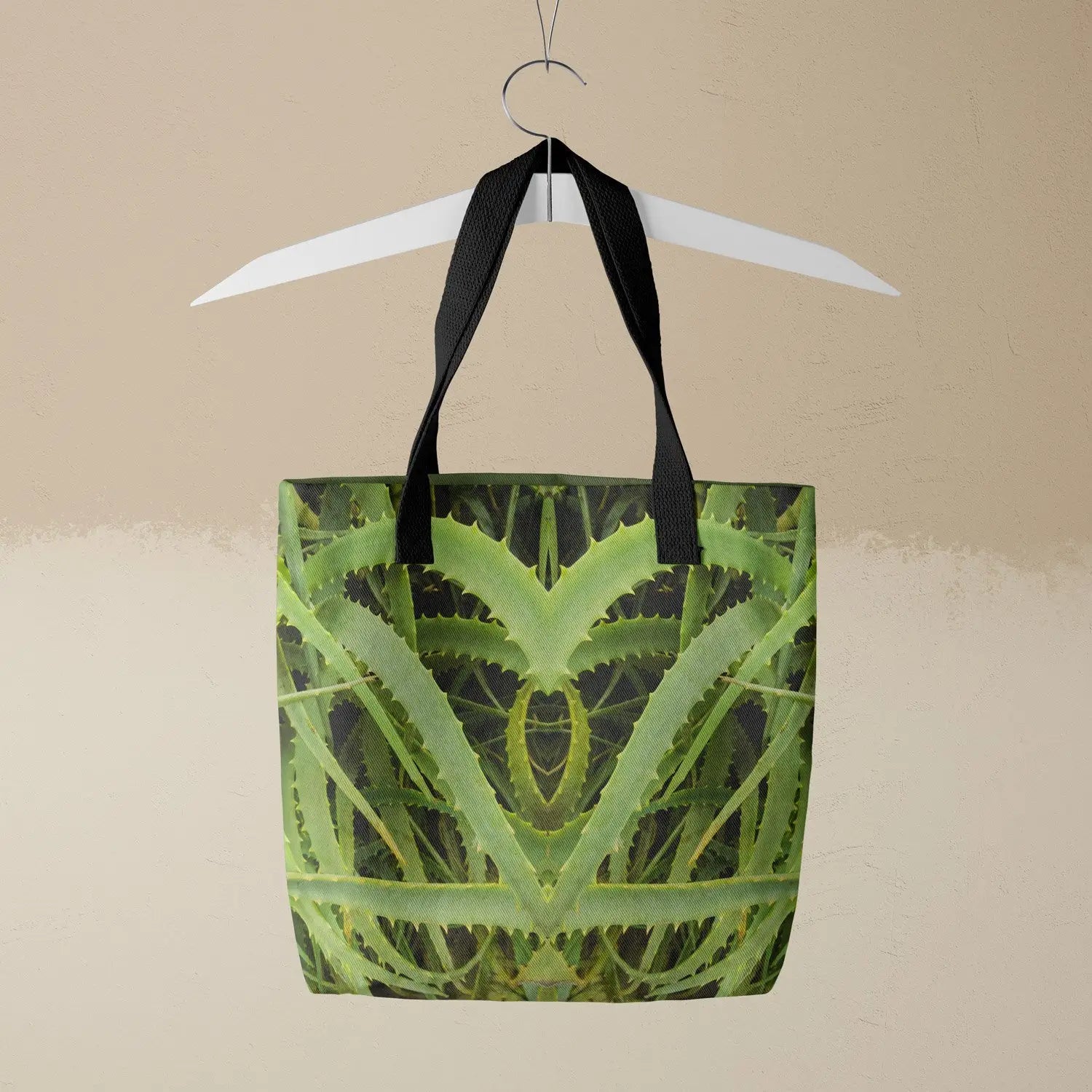 Spiked - Aloe Vera Botanical Op Art Tote Bags