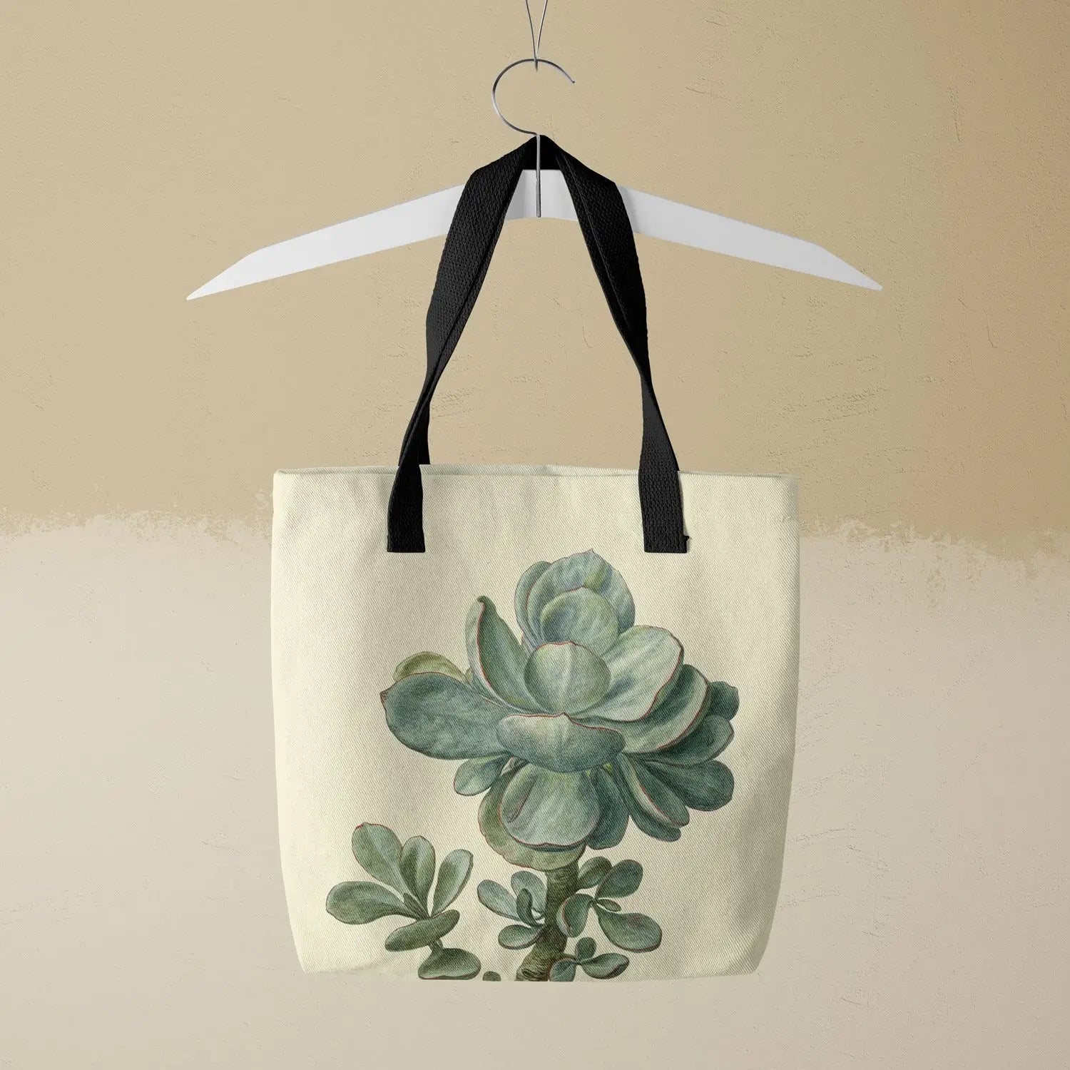 Little Green Man - New Dawn Succulent Shopping Tote Black Handles Bags