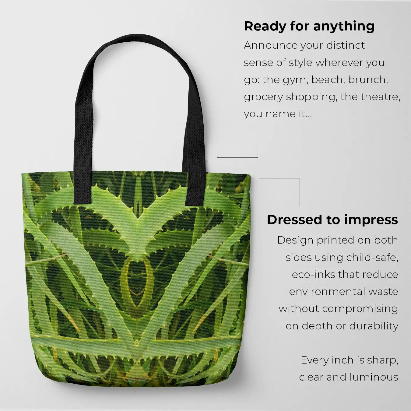 Spiked - Aloe Vera Botanical Op Art Tote Bags