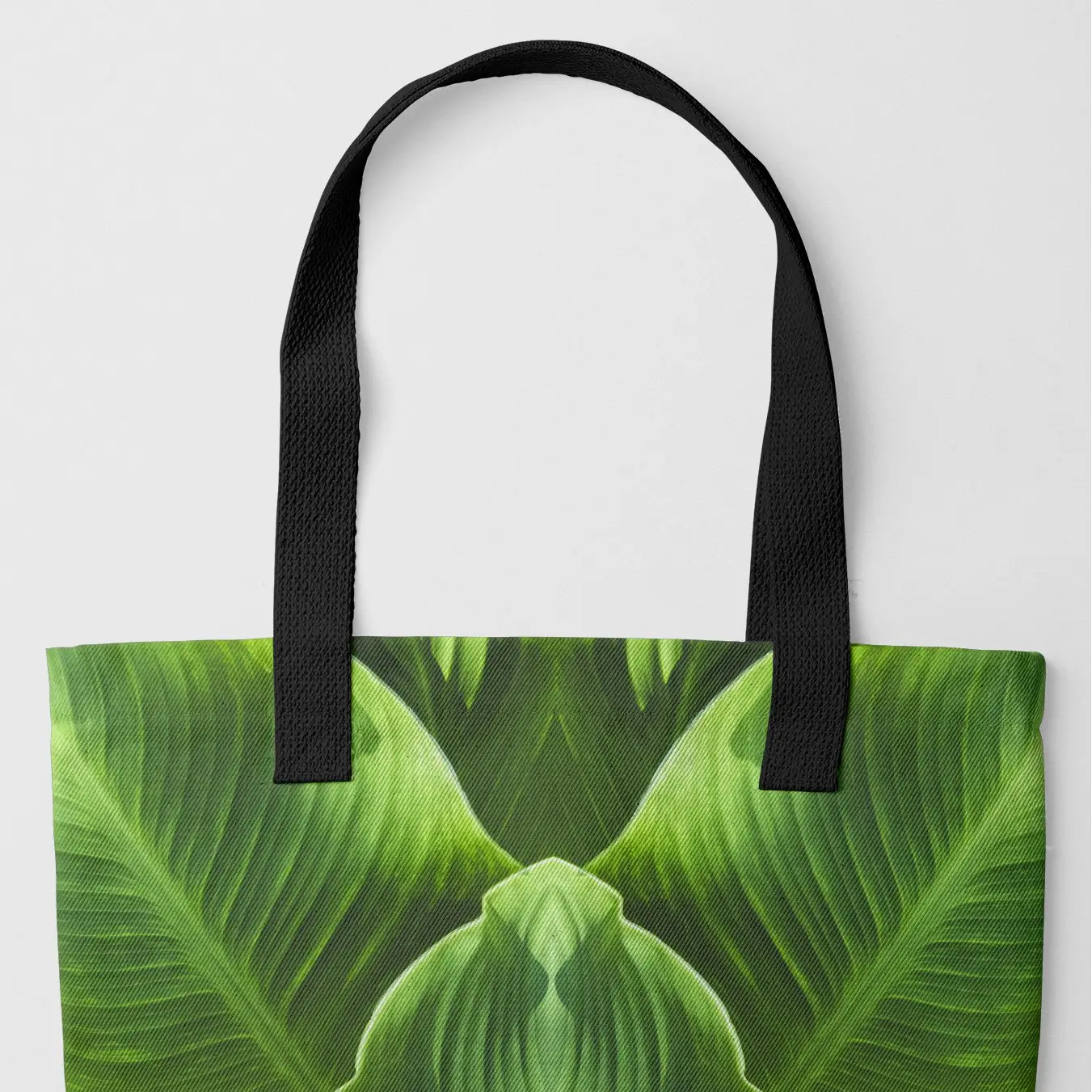 Step by - Trippy Botanical Op Art Tote Black Handles Bags