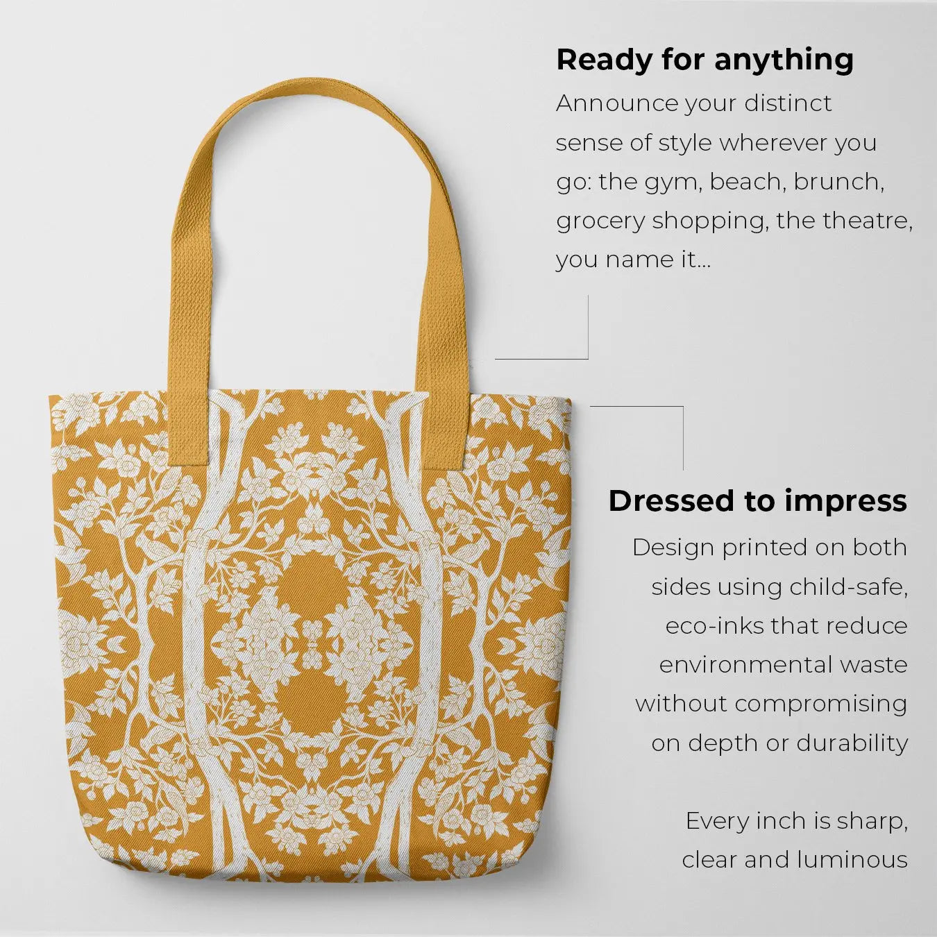 Aviary Tote - Goldfinch - Heavy Duty Reusable Grocery Bag Bags